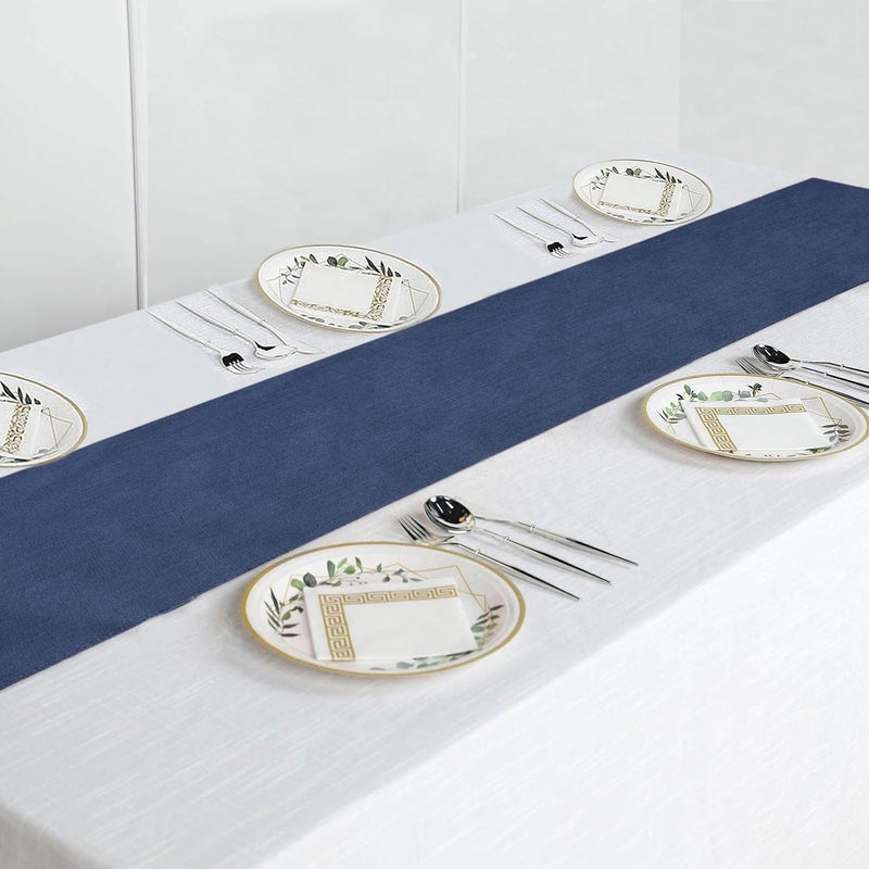 BalsaCircle 14x108Inch Dark Blue Faux Denim Polyester Table Top Runner Wedding Reception Party Catering Linens Decorations Supplies - Image 5