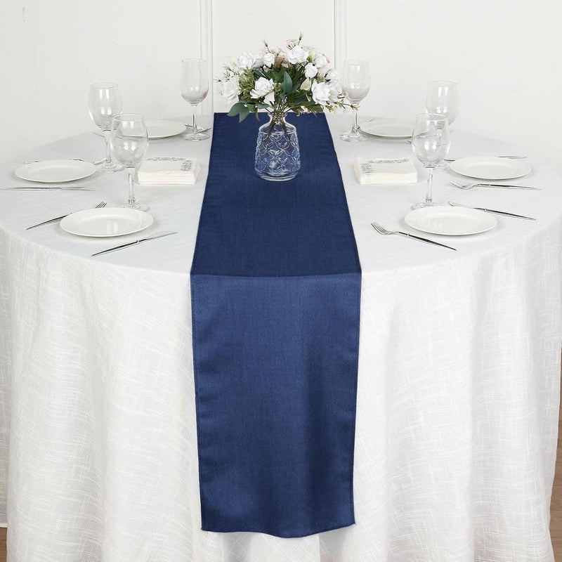 BalsaCircle 14x108Inch Dark Blue Faux Denim Polyester Table Top Runner Wedding Reception Party Catering Linens Decorations Supplies - Image 4