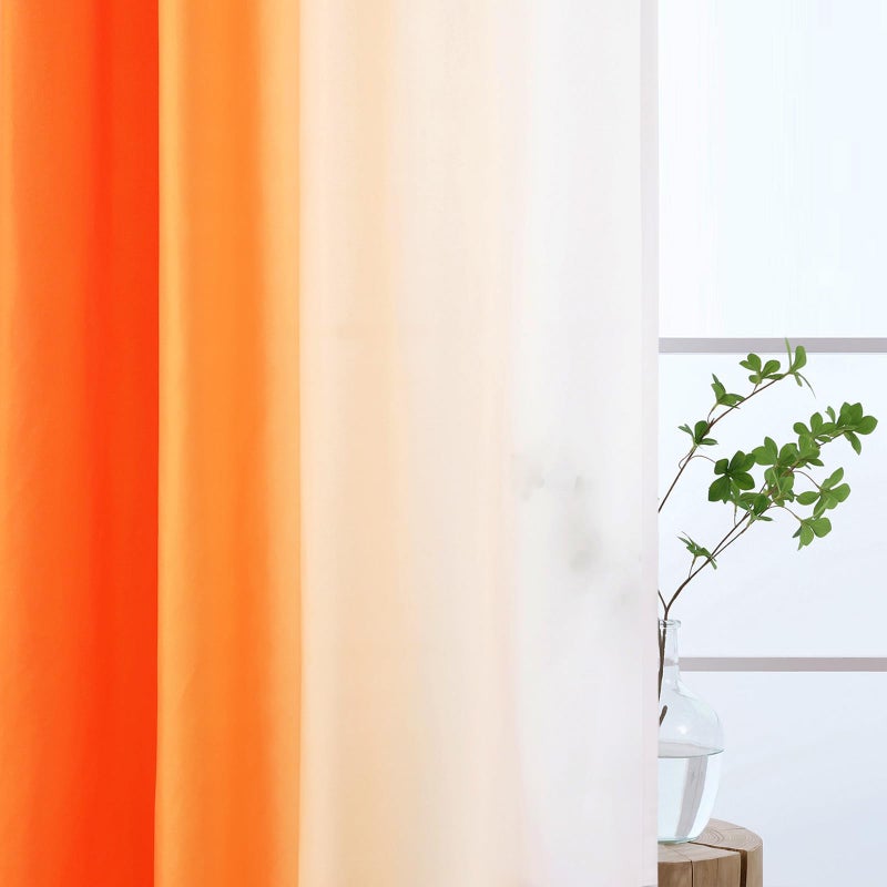 L.Z.E Orange and White Ombre Privacy Curtains 84 Inches Long 2 Panels Set Orange Light Filtering Non-See-Through Curtains & Drapes for Living Room Bedroom Nursery Grommet Top (55" W x 84" L) - Image 3
