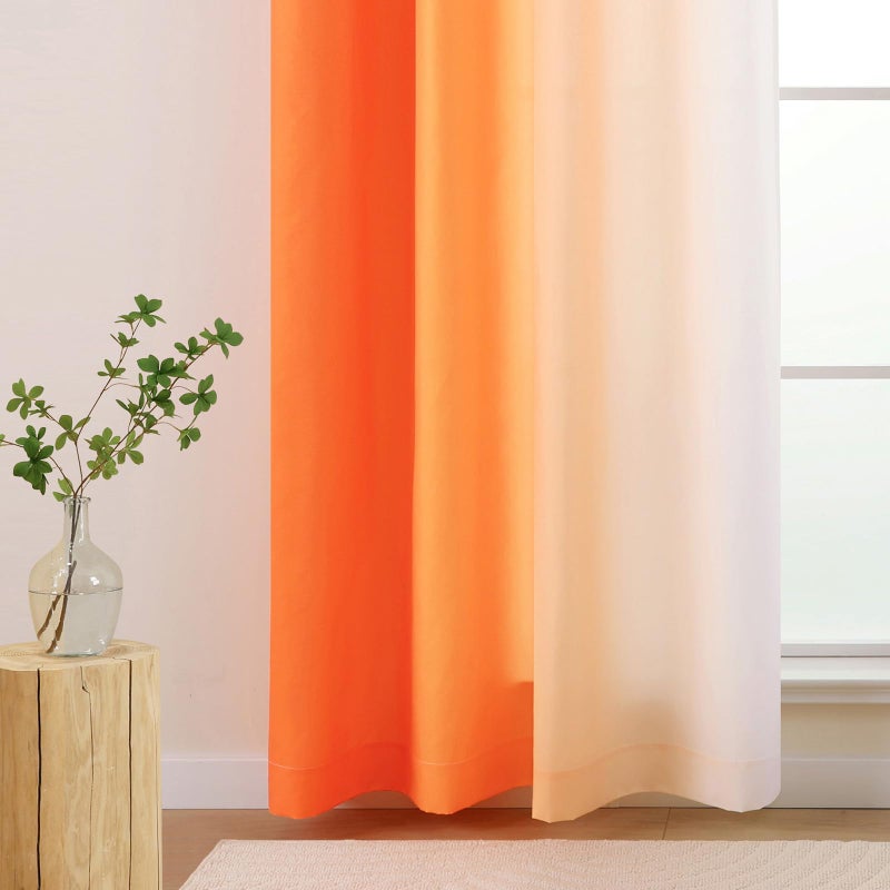 L.Z.E Orange and White Ombre Privacy Curtains 84 Inches Long 2 Panels Set Orange Light Filtering Non-See-Through Curtains & Drapes for Living Room Bedroom Nursery Grommet Top (55" W x 84" L) - Image 5