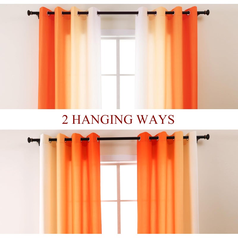 L.Z.E Orange and White Ombre Privacy Curtains 84 Inches Long 2 Panels Set Orange Light Filtering Non-See-Through Curtains & Drapes for Living Room Bedroom Nursery Grommet Top (55" W x 84" L) - Image 2