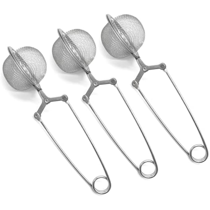 كيلا مصافي الشاي للشاي السائب، 3 قطع من فلتر نقع الشاي المصنوع من الفولاذ المقاوم للصدأ مع مقبض، كرة شاي، فلتر نقع شاي سائب عملي ومحمول لأوراق الشاي السائبة والتوابل والتوابل - Image 2