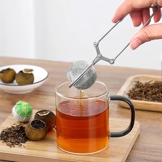 كيلا مصافي الشاي للشاي السائب، 3 قطع من فلتر نقع الشاي المصنوع من الفولاذ المقاوم للصدأ مع مقبض، كرة شاي، فلتر نقع شاي سائب عملي ومحمول لأوراق الشاي السائبة والتوابل والتوابل - Image 3