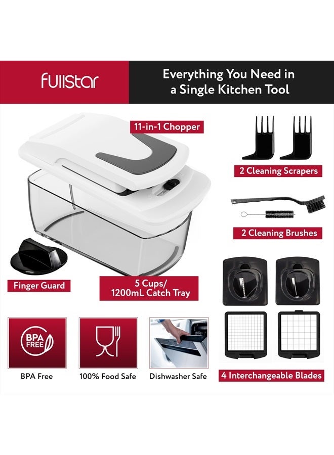 Fullstar مفرمة الخضار فولستار - مفرمة الطعام - مفرمة البصل - قاطع الخضار ومقشر - مفرمة الخضار مع حاوية - أدوات المطبخ - أساسيات المنزل - ملحقات المطبخ (4 في 1، أبيض) - Image 2