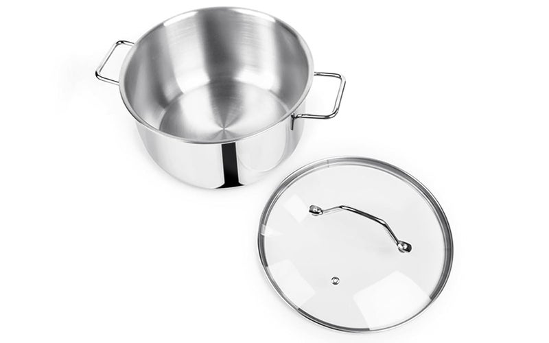 Pradeep Stainless Steel Cookpot with Lid (Bello) | 20CM, 3.3L Capacity| Sandwich Bottom for Even Heating |Elegant Glass Lid|Fast Cooking| Induction & Gas Stove Compatible|5-Year Warranty(1117-20) - Image 1