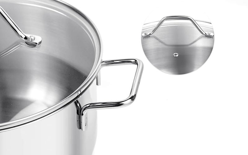 Pradeep Stainless Steel Cookpot with Lid (Bello) | 20CM, 3.3L Capacity| Sandwich Bottom for Even Heating |Elegant Glass Lid|Fast Cooking| Induction & Gas Stove Compatible|5-Year Warranty(1117-20) - Image 4