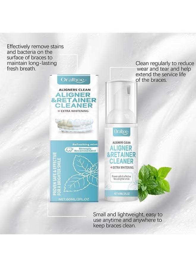 ORALHOE Aligners Clean Aligner & Retainer Cleaner, Teeth Aligner Foam, Clear Retainer Cleaner, Retainer Cleaning Spray, Retainer Cleaner Aligner Cleaner, Retainer Mouth Guards Cleaner, Retainer Whitening Foam, Aligner Cleaner 60ML - Image 4