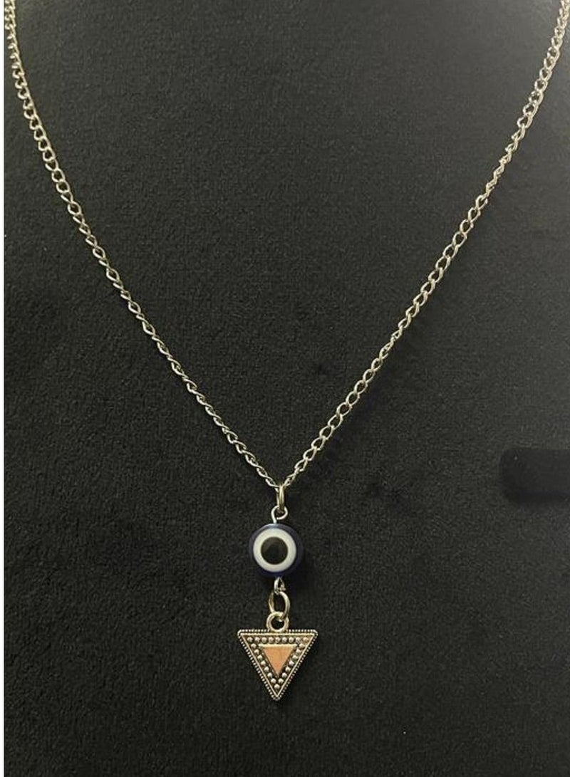 Blue Evil Eye With Triangle Necklace - Image 2