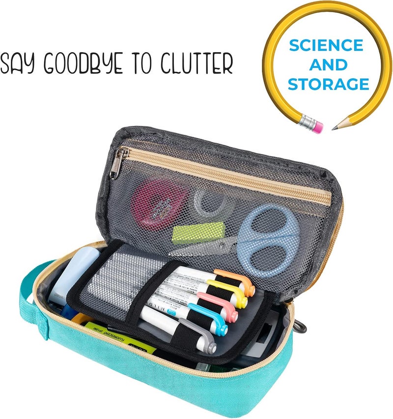 ECHSRT Large Pencil Case, Aesthetic Pen Pouch with Big Capacity, Minimalist Portable Stationery Bag with Handle for Office Organizer Aesthetic Pencil Cases - Image 3