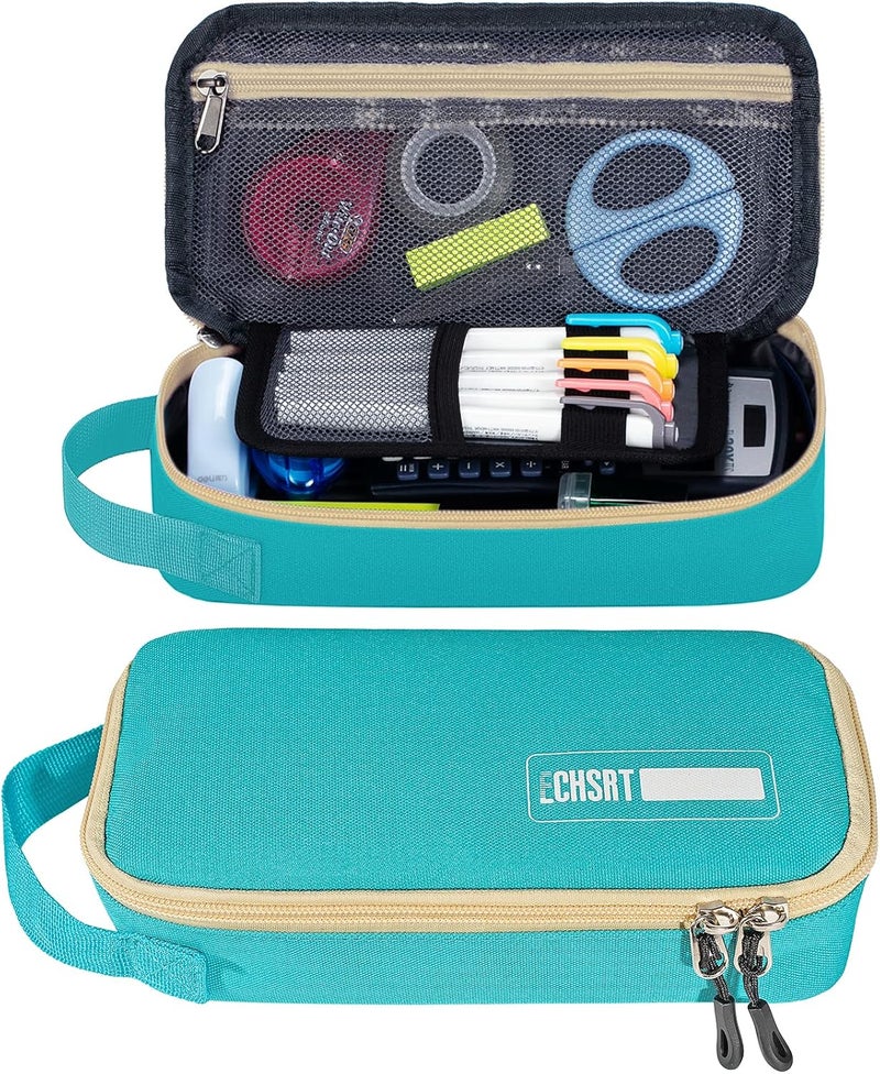ECHSRT Large Pencil Case, Aesthetic Pen Pouch with Big Capacity, Minimalist Portable Stationery Bag with Handle for Office Organizer Aesthetic Pencil Cases - Image 1