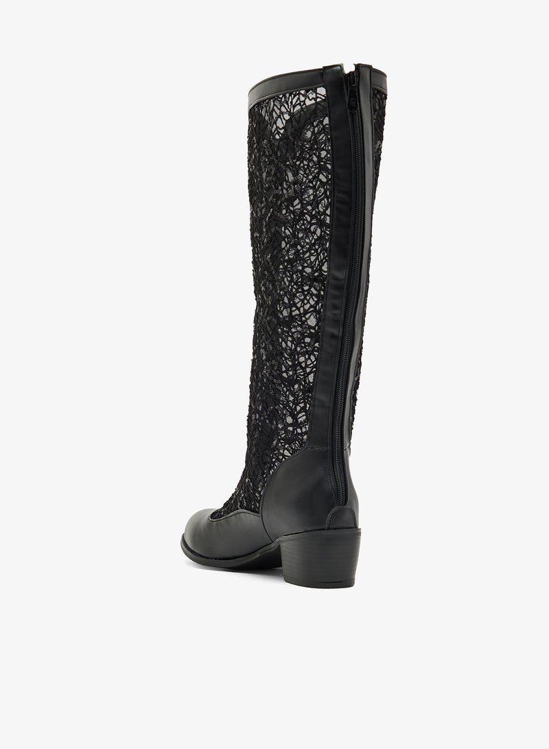Ginger Metallic Block Heel Knee Boots - Image 3