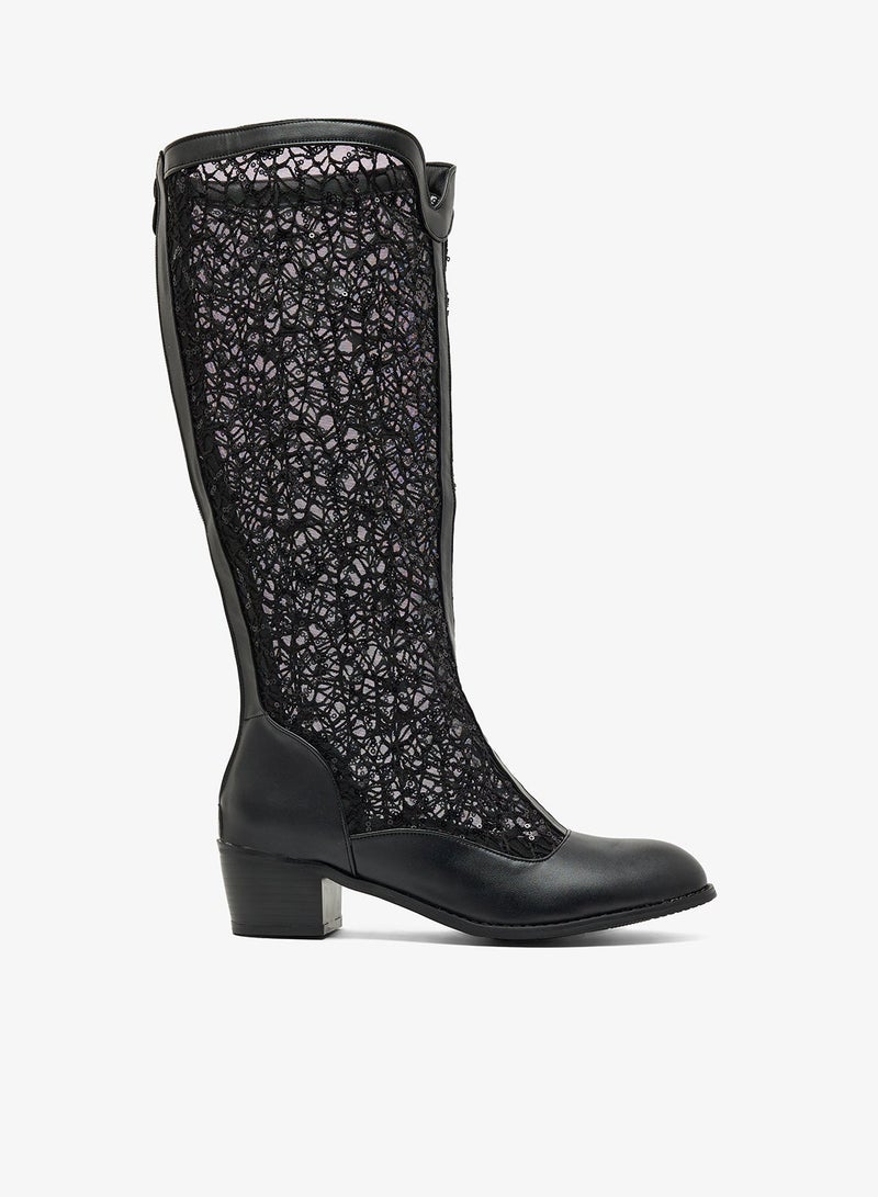 Ginger Metallic Block Heel Knee Boots - Image 2