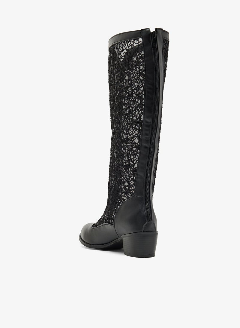 Ginger Metallic Block Heel Knee Boots - Image 4