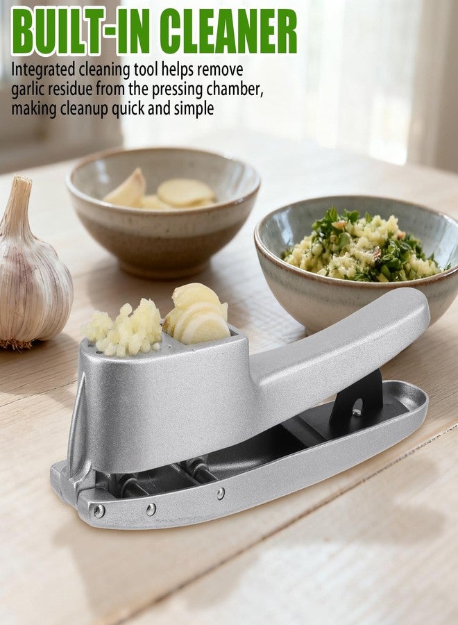 ZTTM Garlic Press and Peeler Set - Silicone Garlic Peeler Tube Roller and Aluminium Garlic Press with Built-In Cleaning Tool Garlic Crusher, Mincer & Peeler for Unpeeled Garlic Cloves - Image 4
