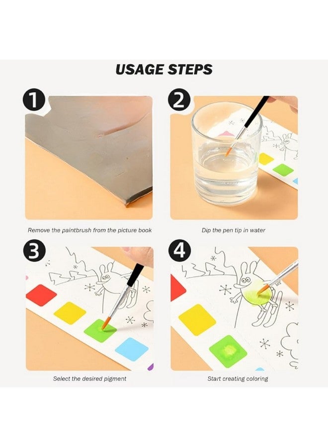 PLUSPOINT Paint with Water Book Coloring Activity for Kids,10 Sheets Cute Cartoon Character Watercolor Books 2pack Pocket Painting Book for Toddlers Kids Art Craft Gift Ages 3+ - Image 3