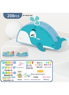 Children's Playhouse Simulation Assembly Nut Disassembly And Assembly Insert Toolbox Electric Drill DIY Puzzle Suitcase Toy-Color:188223Building Screw Box-undersea World 208pcs With Hand Drill