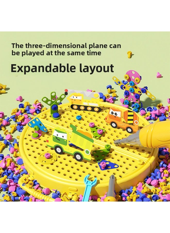 Generic - Children's Playhouse Simulation Assembly Nut Disassembly And Assembly Insert Toolbox Electric Drill DIY Puzzle Suitcase Toy-Color:188223Building Screw Box-undersea World 208pcs With Hand Drill - Image 1