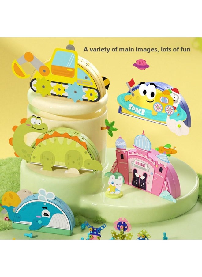 Generic - Children's Playhouse Simulation Assembly Nut Disassembly And Assembly Insert Toolbox Electric Drill DIY Puzzle Suitcase Toy-Color:188223Building Screw Box-undersea World 208pcs With Hand Drill - Image 1