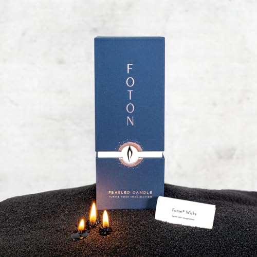 Foton Pearled Candle Colored 18 Oz - Black Unscented Non Toxic Luxury Long Lasting Powder Candles up to 120 Hours - Refillable Candle Sand with 30 Wicks for Candle Making - Image 1