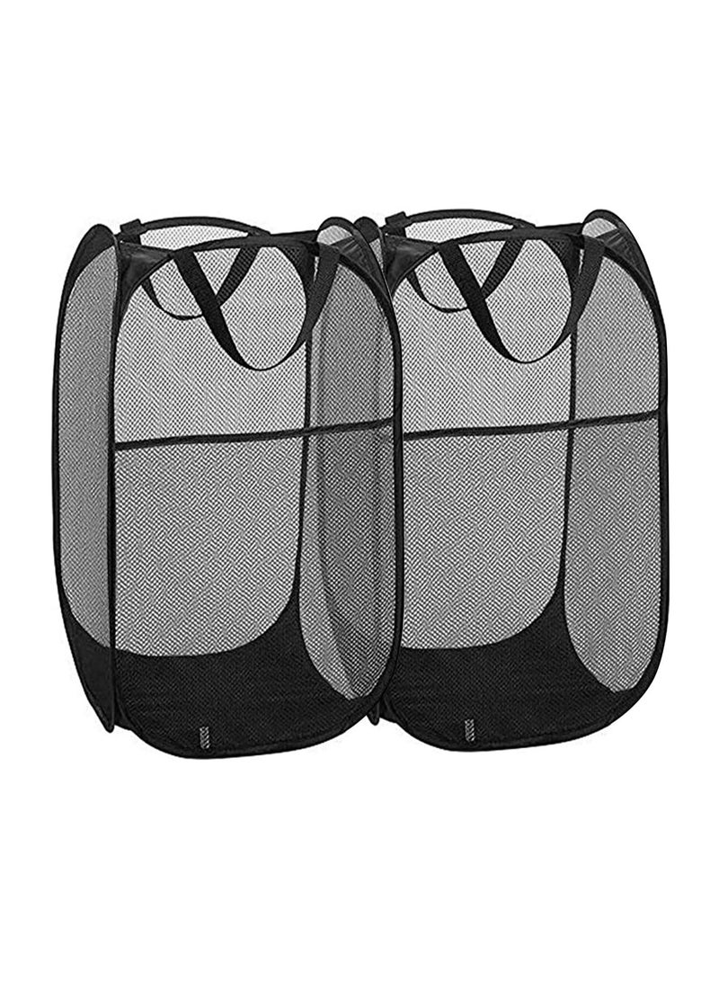 2 Piece Pop Up Laundry Hampers, Collapsible Mesh Laundry Basket, Foldable Clothes Hampers for Bathroom, College Dorm, Travel,Black.  - Image 1