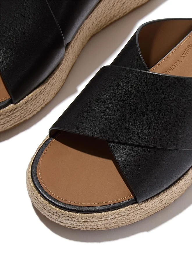 Fitflop PLATFFORMS ESPADRILLE LEATHER WEDGE CROSS SLIDES