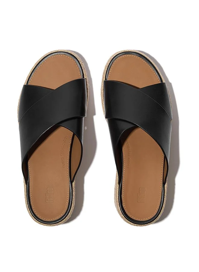 Fitflop PLATFFORMS ESPADRILLE LEATHER WEDGE CROSS SLIDES