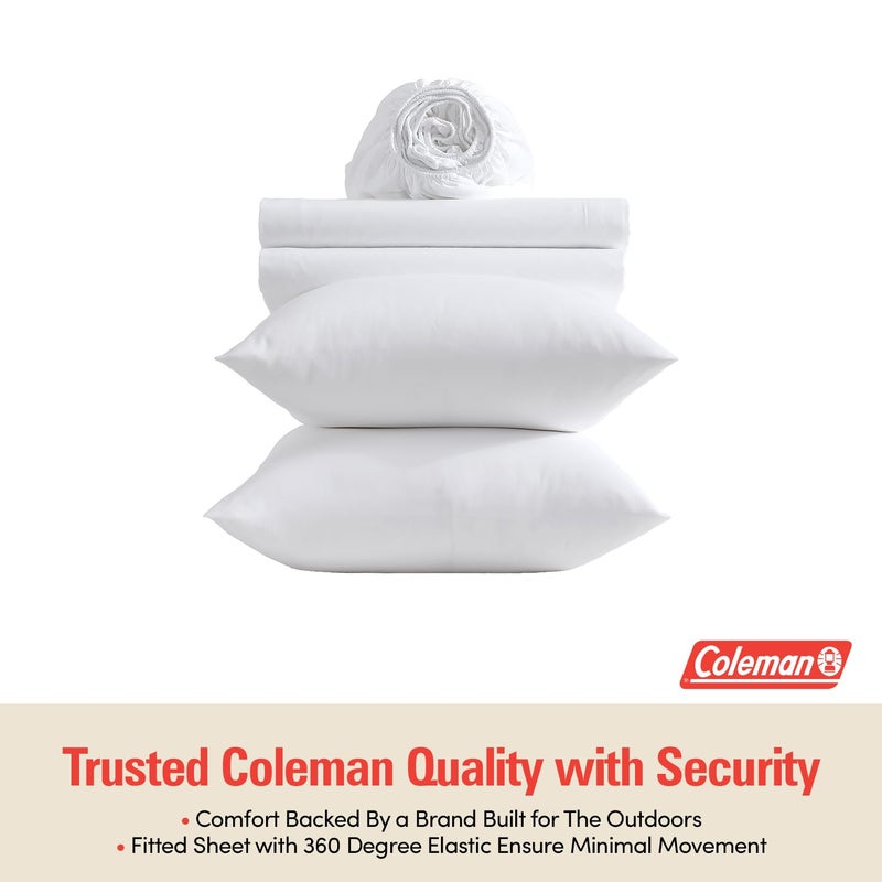 Coleman Queen Sheet Set â€“ Durable Home Bedding with Outdoor Heart, Stylish & Reliable for Bedroom or Cabin â€“ Premium Solid Color, Built for Comfort, Style & Occasional Outdoor Use, White - Image 2