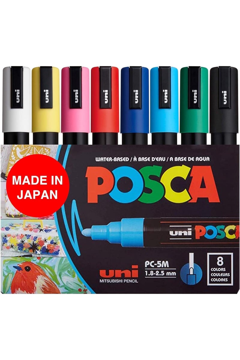 POSCA 8-Color Paint Marker Set, PC-5M Medium - Image 1