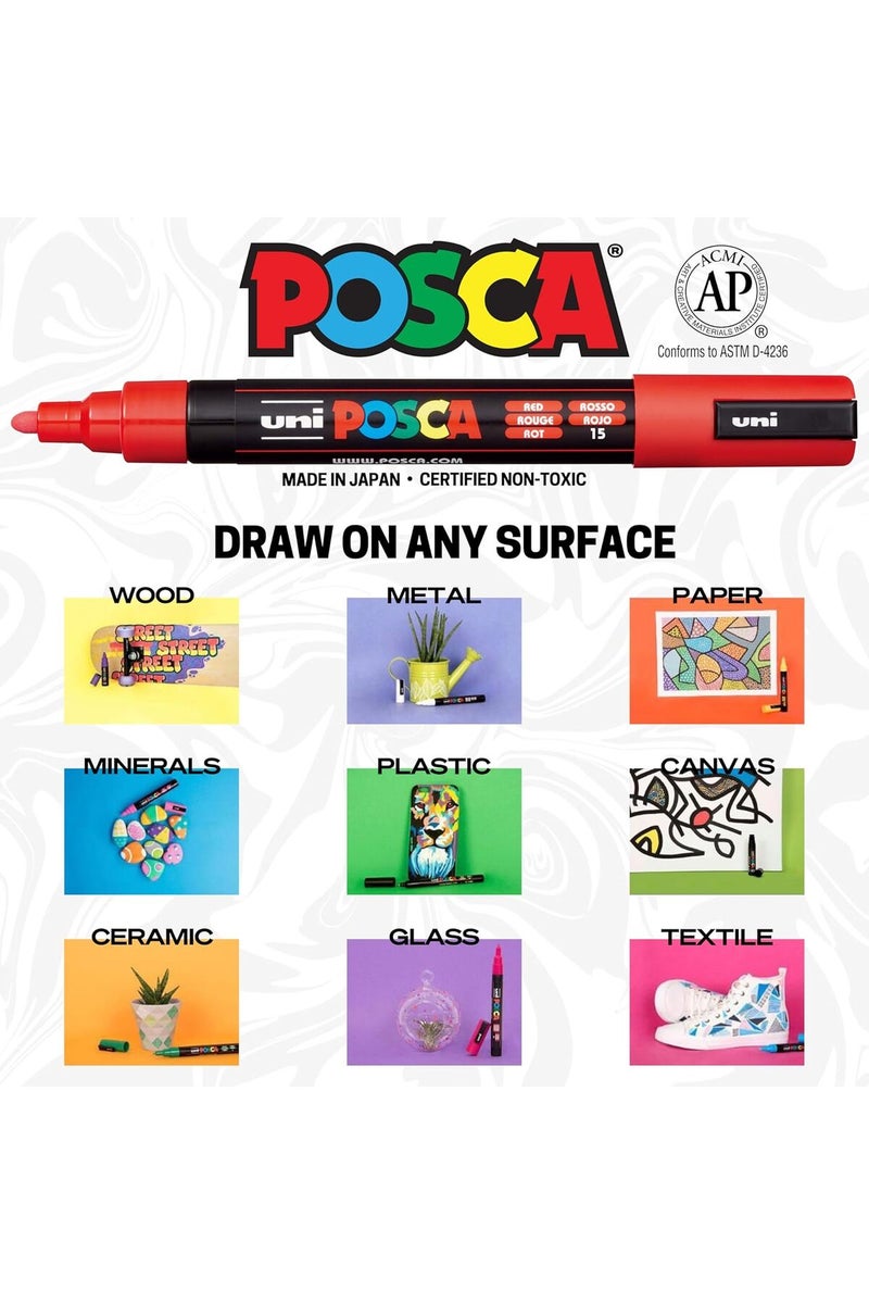 POSCA 8-Color Paint Marker Set, PC-5M Medium - Image 2