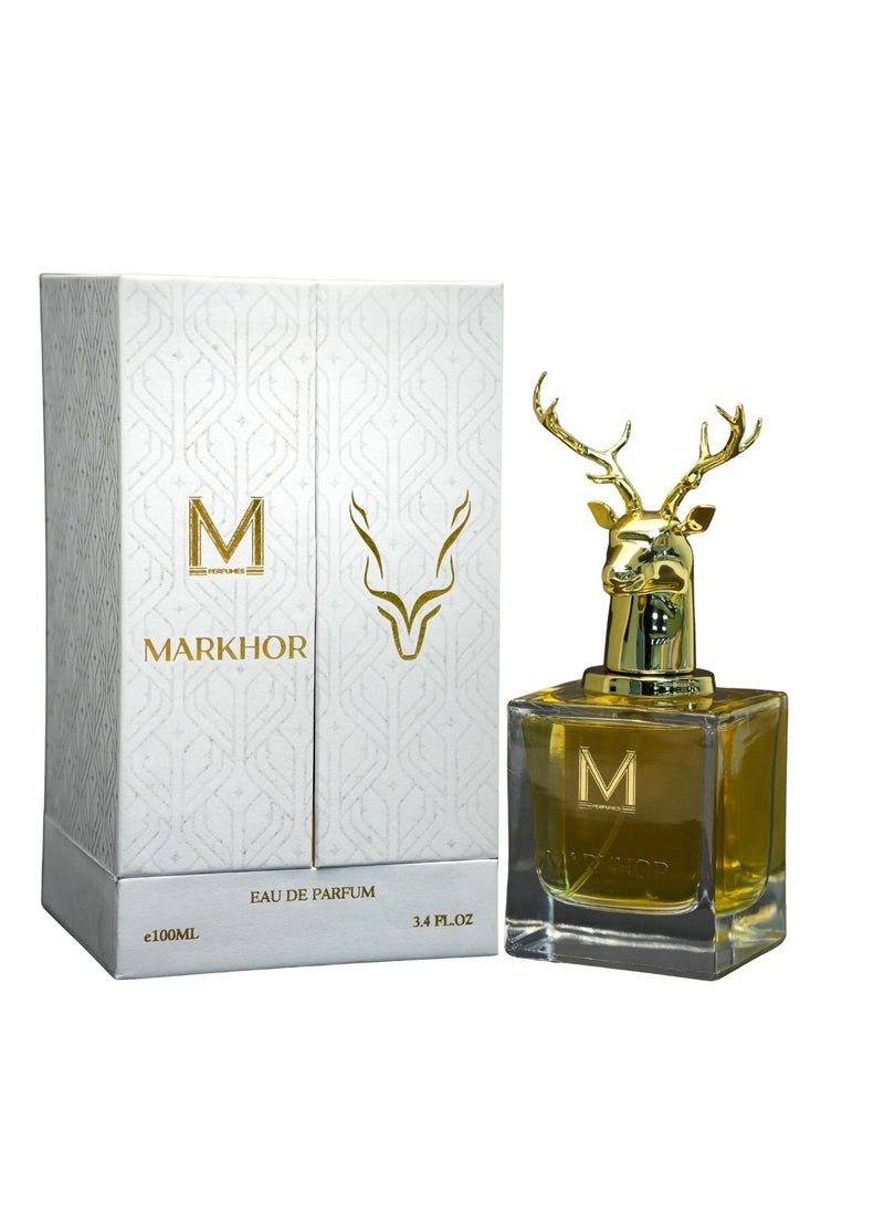 VM PERFUMES MARKHOR Eau De Parfum – Luxury Spicy Leathery Perfume for Men | Musk Ghazal, Resin & Oud (100ml) - Image 1