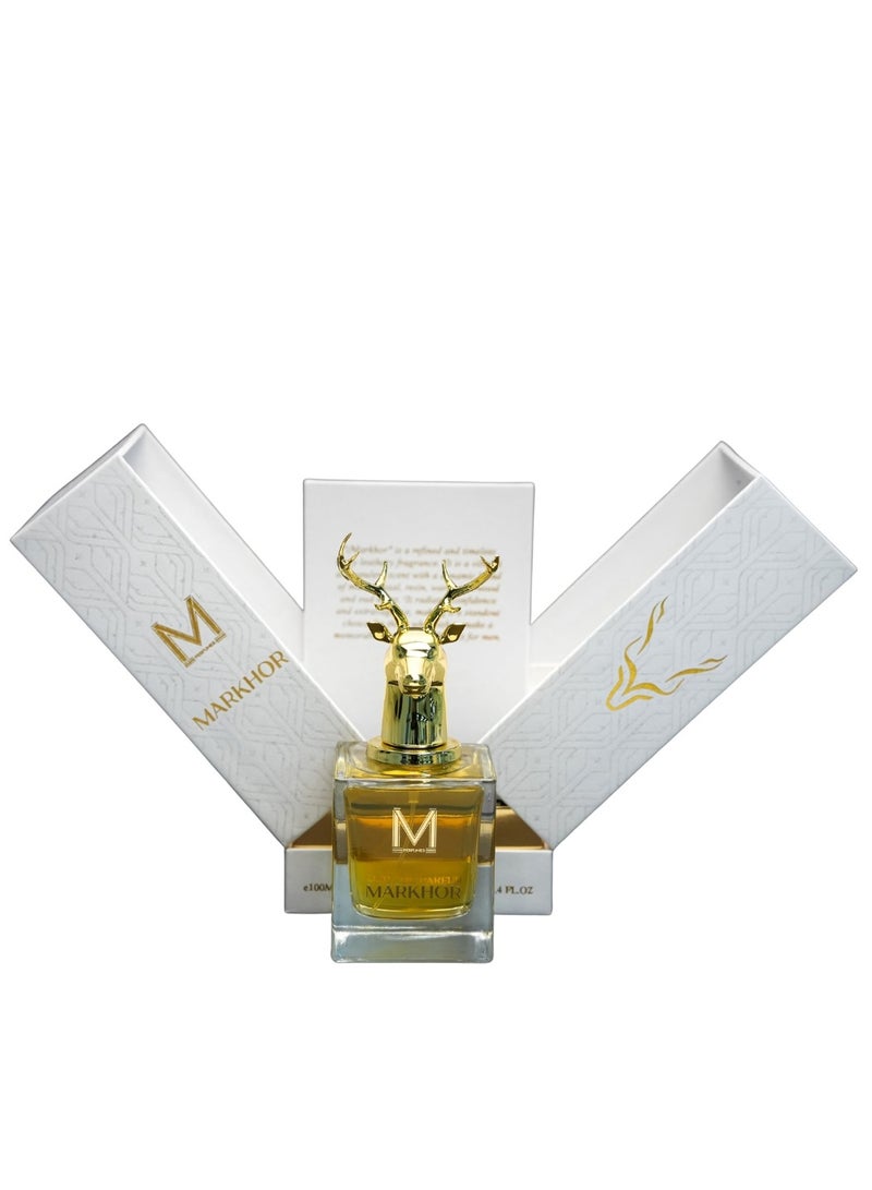 VM PERFUMES MARKHOR Eau De Parfum – Luxury Spicy Leathery Perfume for Men | Musk Ghazal, Resin & Oud (100ml) - Image 3