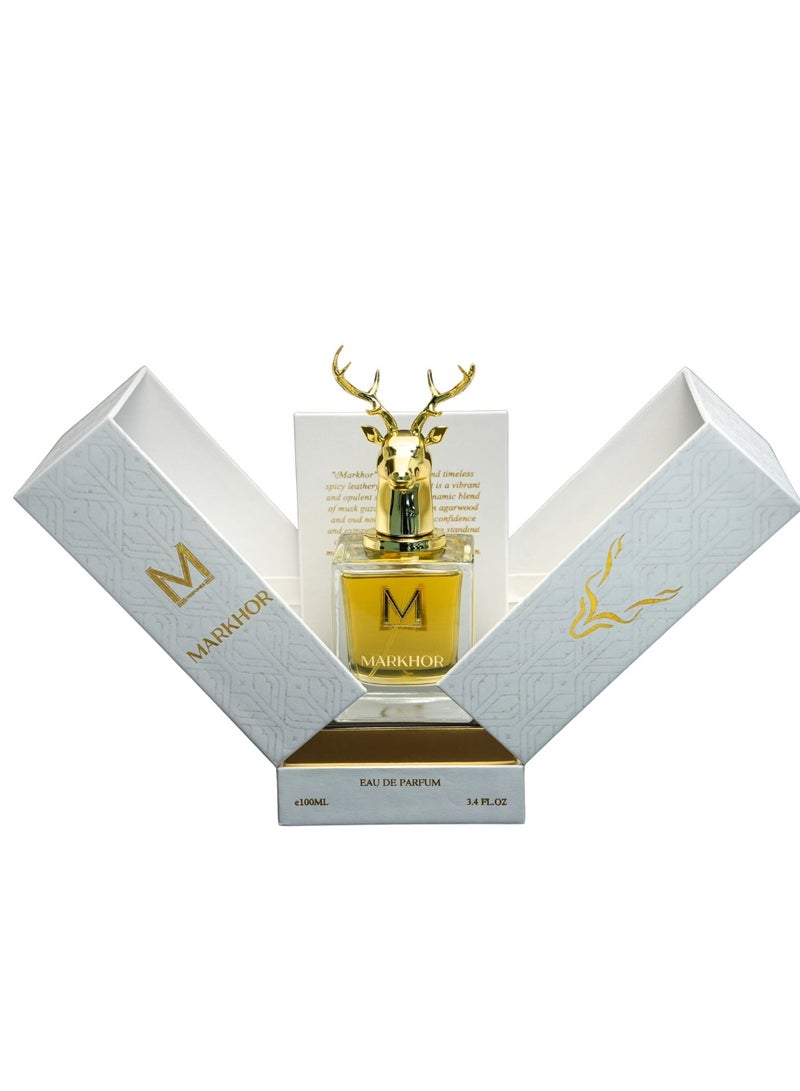 VM PERFUMES MARKHOR Eau De Parfum – Luxury Spicy Leathery Perfume for Men | Musk Ghazal, Resin & Oud (100ml) - Image 4