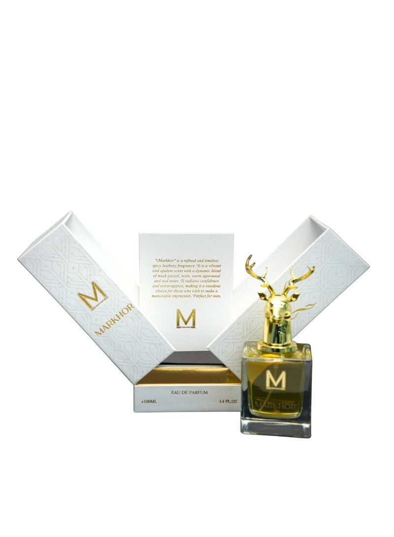 VM PERFUMES MARKHOR Eau De Parfum – Luxury Spicy Leathery Perfume for Men | Musk Ghazal, Resin & Oud (100ml) - Image 5