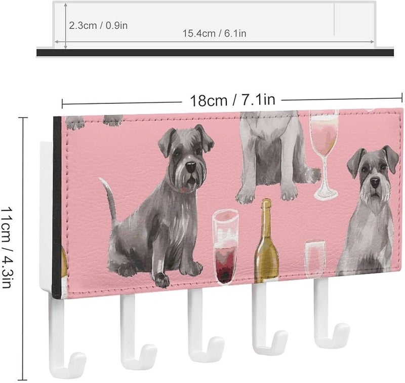 حامل مفاتيح حائط شنوزر مع 5 خطافات، رف مفاتيح من جلد البولي يوريثان، منظّم تخزين المدخل - Image 3