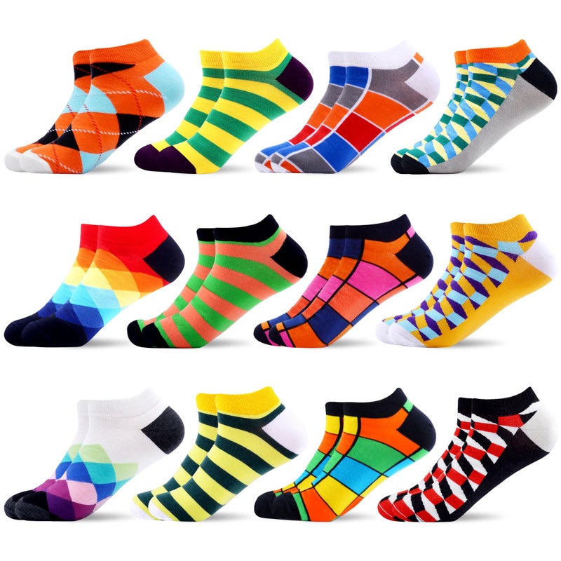 WeciBor Men's Funny Argyle Dot Colorful Casual Ankle Socks Packs Novelty Gift - Image 1