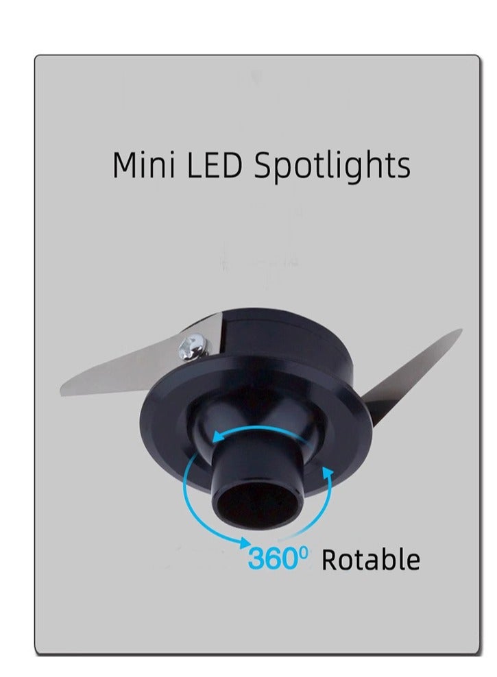 4Pack 3W Black Mini LED Spotlights Indoor Recessed Showcase Display Under-Cabinet LED Lights Fixture with AC 220V Power Supply LED Driver - Image 4