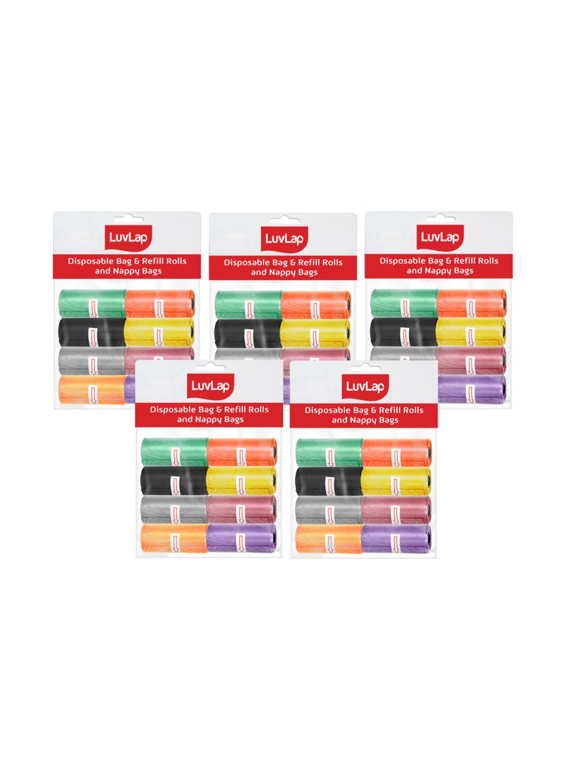 Luvlap Luvlap Bag and Refill 8 Rolls Pack of 5-800 Bags, Baby Nappy bag, Pet waste bag, Scented Diaper bag, Trash bag, Garbage bag, Colorful Plastic bag ,sacks  - Image 1