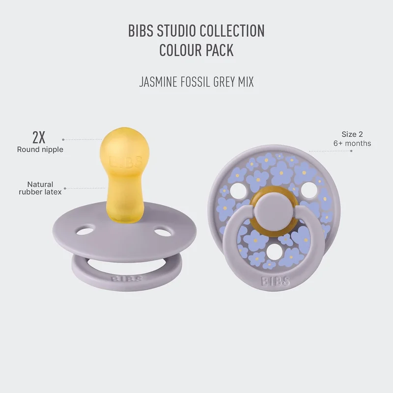 BIBS BIBS Studio Colour 2 Pack Daisy Pacifiers - Fossil Grey Mix
