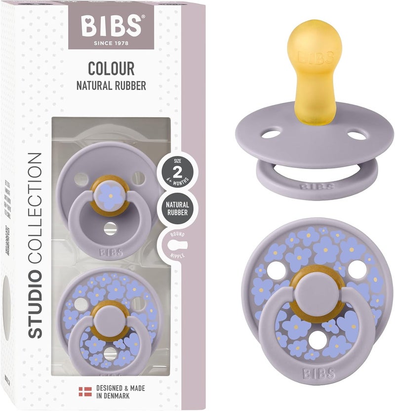 BIBS Studio Colour 2 Pack Daisy Pacifiers - Fossil Grey Mix - Image 1