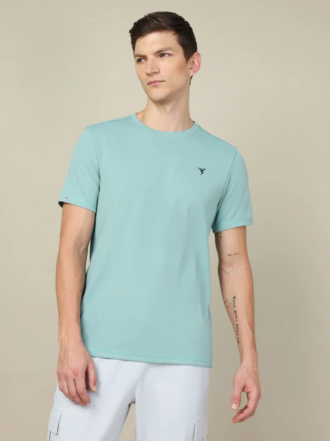 Technosport Technosport Men Solid Round Neck Slim Fit T-Shirt with Technocool+