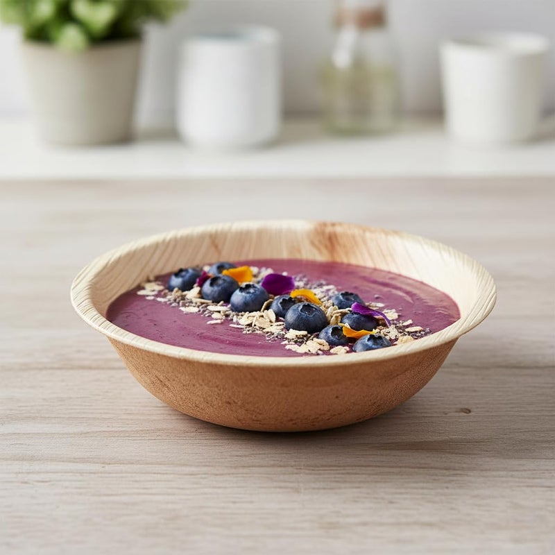 Charity Leaf Disposable Palm Leaf 6" Round Bowl (50 pcs) Dipping Bowls | Bamboo Like| All Natural and Biodegradable | Charcuterie Boards, BBQs, and Parties - Image 4