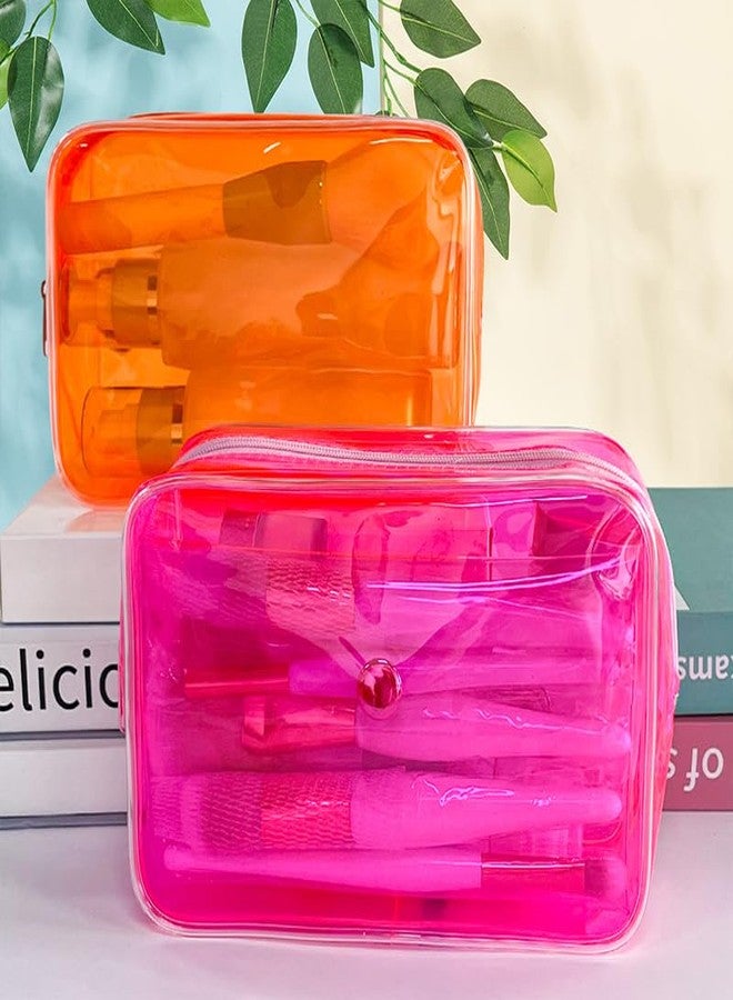 TotePrint Neon Clear Pouch Small, Clear Makeup Bag, 7"x2.3"x4.7" Size TSA Approved Toiletry Bag, Clear Travel Bags for Toiletries, Clear Cosmetic Bag for Women and Men Small (hot pink) - Image 5