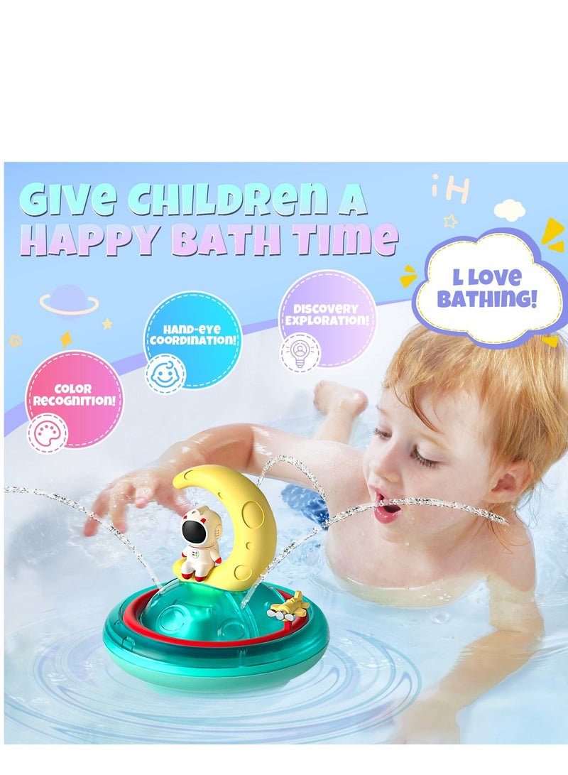 SYOSI Baby Bath Toys for Toddlers, Spray Water Toy Rotation Baby Light up Bath Toys, Astronaut Sprinkler Bathtub Toys, Bathtub Pool Bath Toys Gift for 1 2 3 4 5 Year Old Boys Girls - Image 2