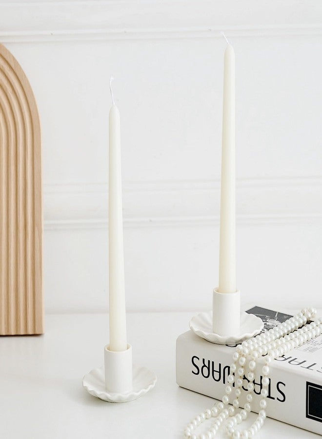 VIRFONOR Ceramic Taper Candle Holders,Vintage Candlestick Holder Centerpieces for Home Wedding Decoration, Housewarming Gifts,Pack of 2 (Round B Style) - Image 1