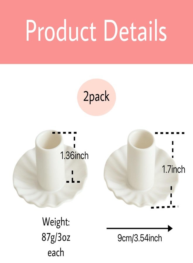 VIRFONOR Ceramic Taper Candle Holders,Vintage Candlestick Holder Centerpieces for Home Wedding Decoration, Housewarming Gifts,Pack of 2 (Round B Style) - Image 5