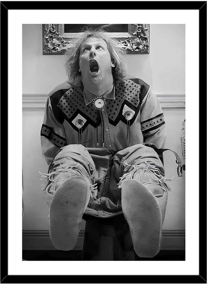 Spoil Your Wall Droll Man Bathroom Funny Design Wall Poster with Black Frame, Wall Arts Home Décor Photo Frames, 30x40 cm by Spoil Your Wall  - Image 1