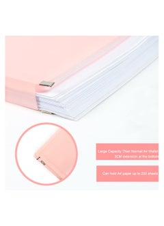 Generic Expanding A4 Zip Wallets Assorted Large Capacity A4 File Organizer, Document Bag, Paperwork Pouch Zipper File Folder, A4 Letter Envelope Pocket Zip Storage Bag, for Office School Home Travel (5PCS)  - Image 2