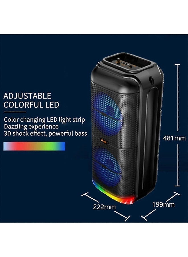 Denx Super Outdoor Bluetooth Speaker 6 Inch Double Horn Subwoofer Portable Wireless Column Bass - Image 1