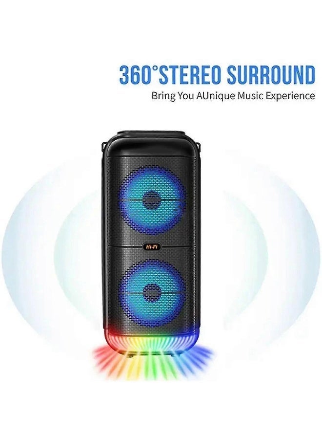 Denx Super Outdoor Bluetooth Speaker 6 Inch Double Horn Subwoofer Portable Wireless Column Bass - Image 3