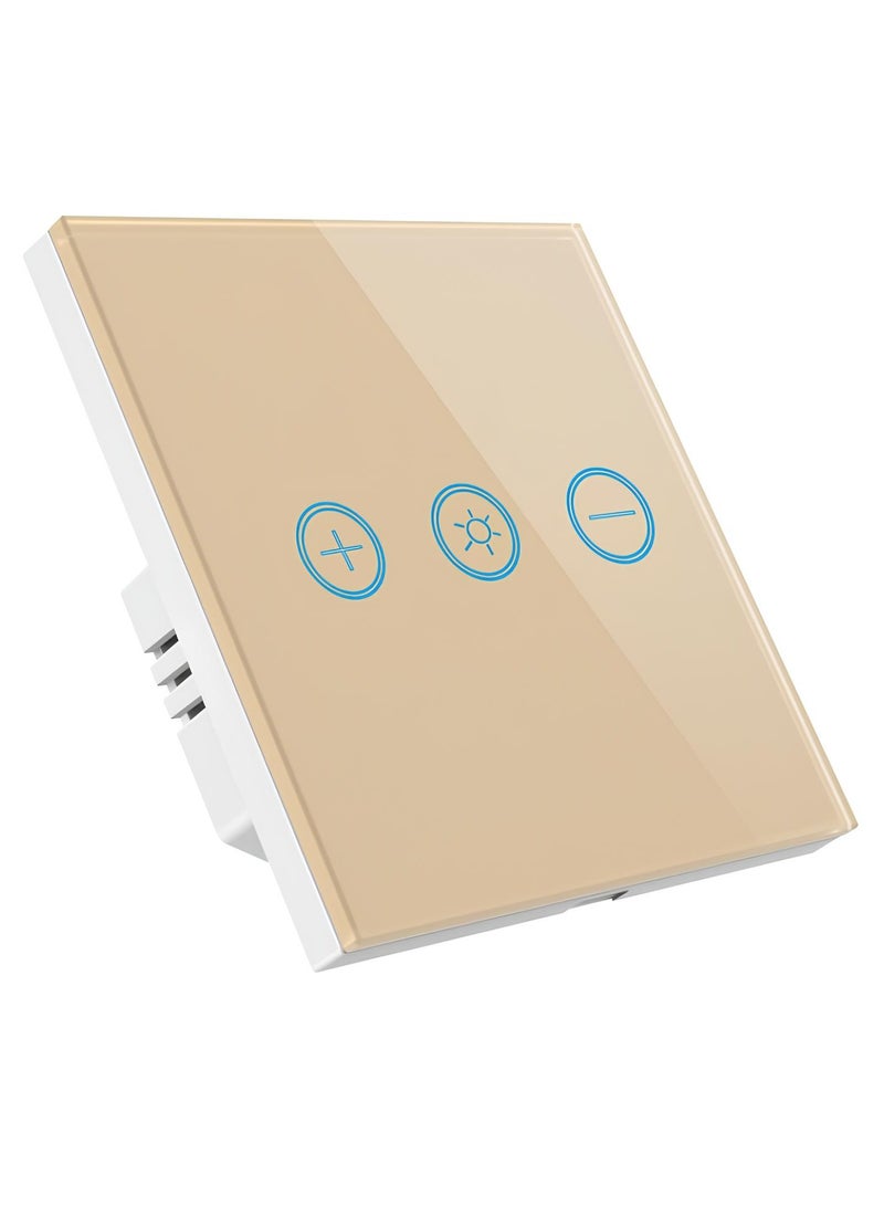 Smart Dimmer Switch, Smart WiFi Light Switch with Glass Panel, 1 Gang & 1 Way, Neutral Wire Required, Compatible with Alexa and Google Home, Touch & App Remote Control, Timing Function & Voice Control (Gold) - Image 1